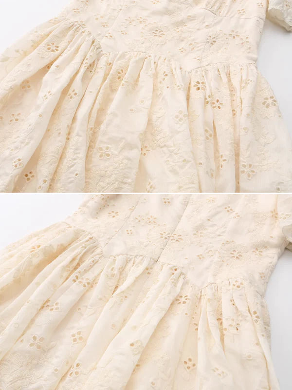 Ivory Garden Floral Embroidery Dress