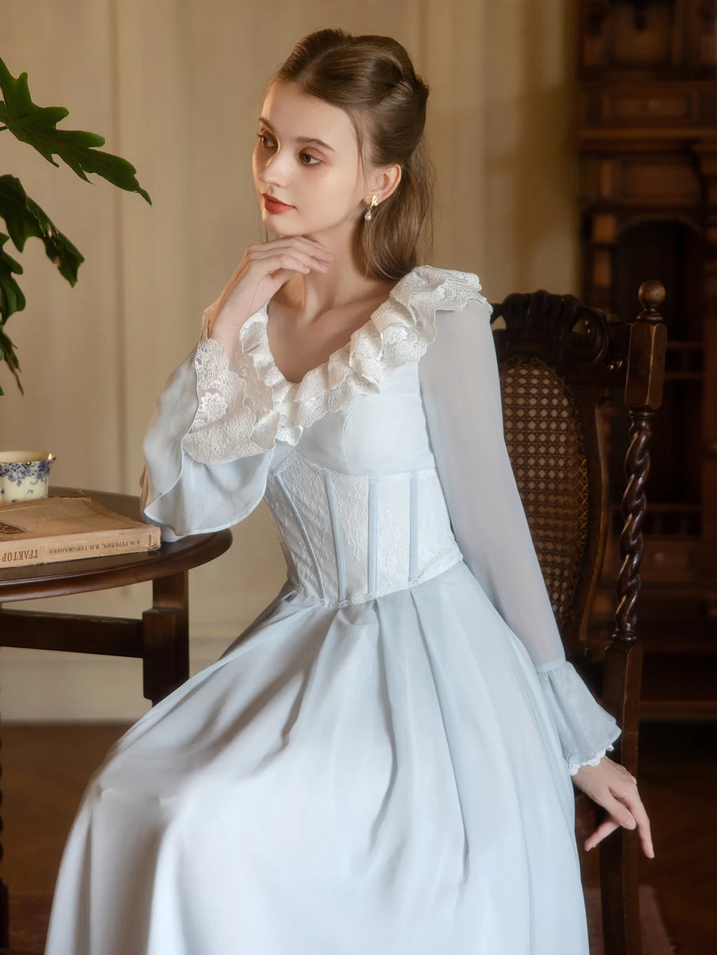 Light Blue Princess Lace Corset Dress