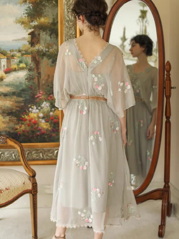 Grey Floral Blossom Dress