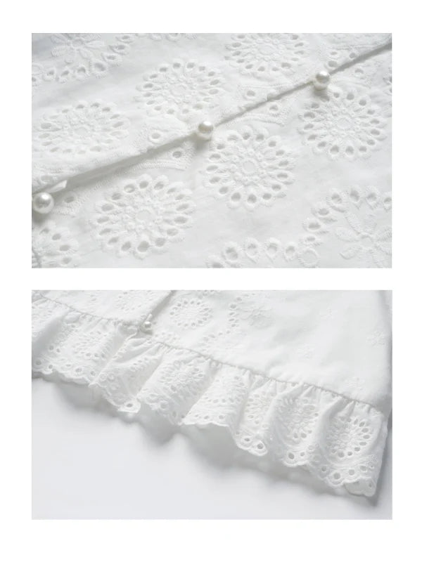 Vintage Embroidered Eyelet Lace Blouse