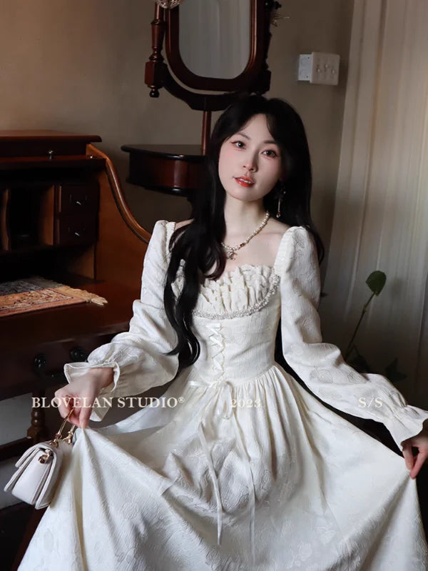 Elegant Lace Princess Ivory Dress