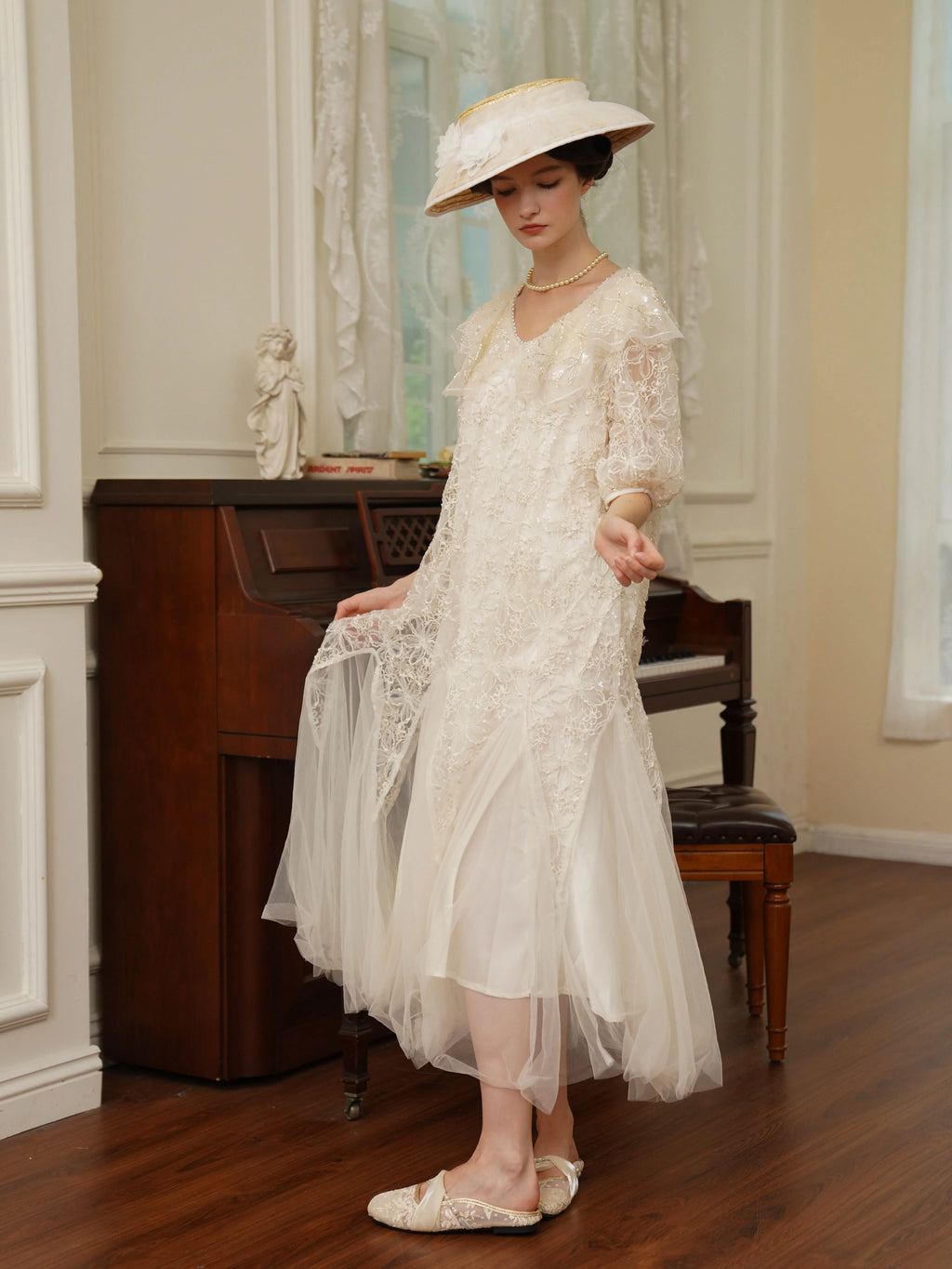 Ivory Lace Garden Waltz Dress
