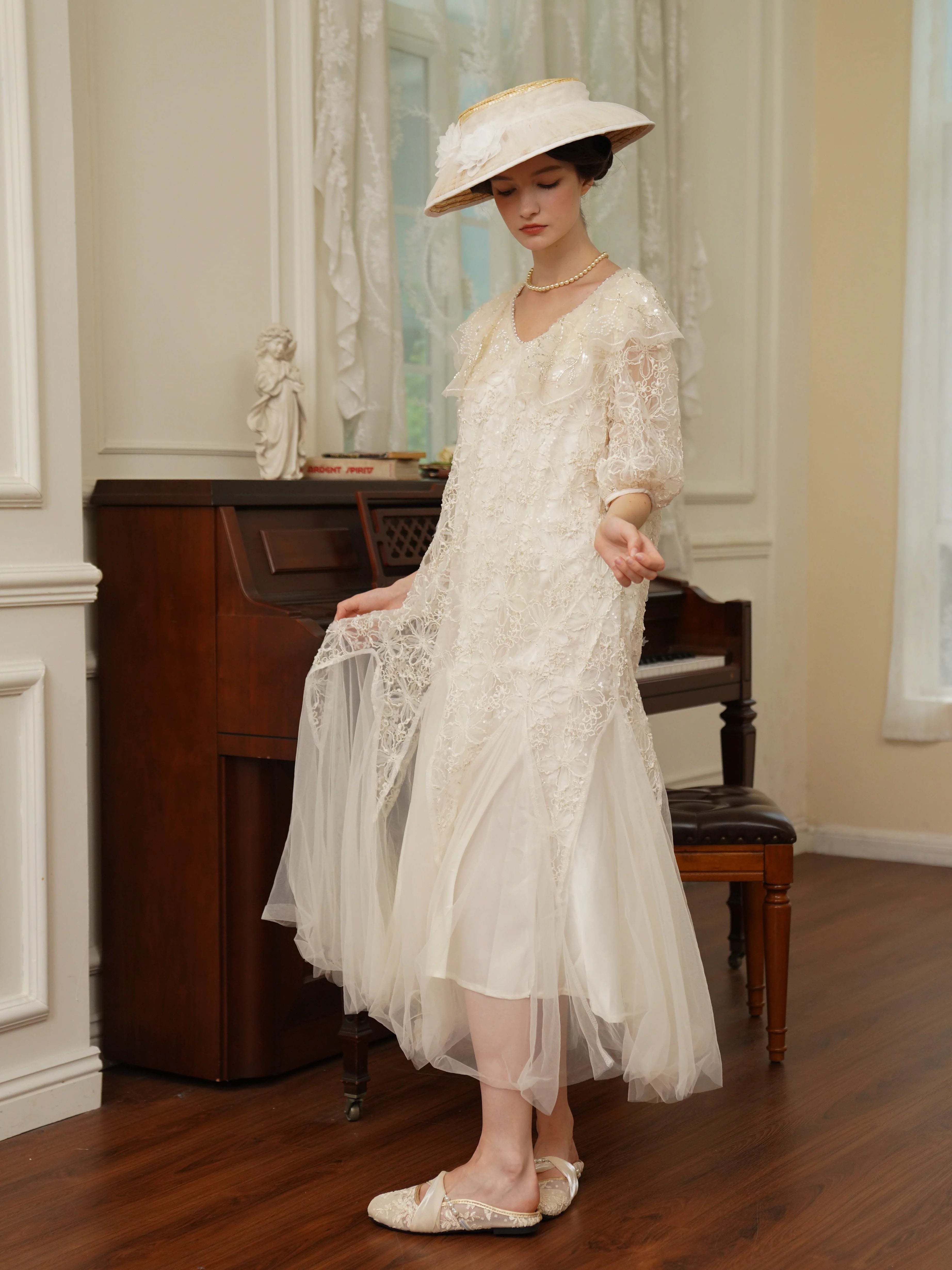 Ivory Lace Garden Waltz Dress