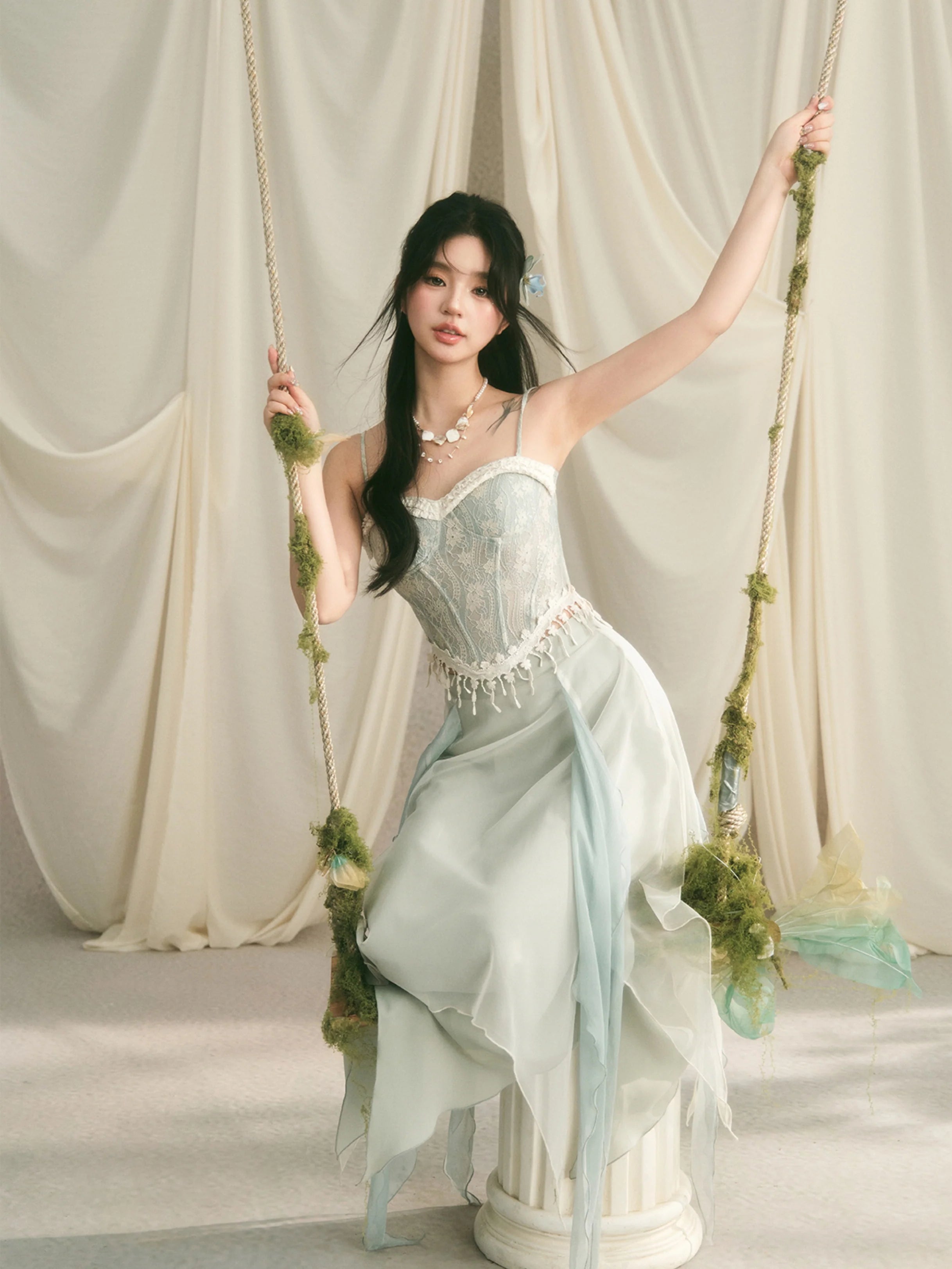 Ethereal Lace Corset & Dreamy Chiffon Skirt