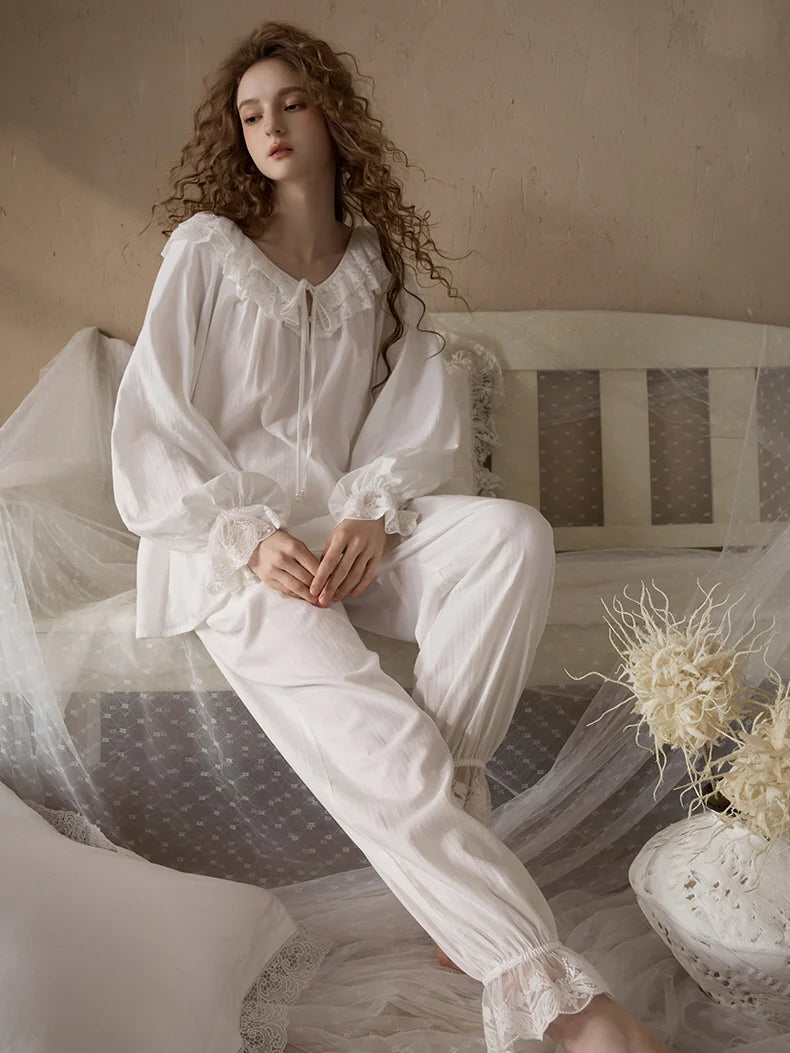 Romantic Ruffle Lace Loungewear Set