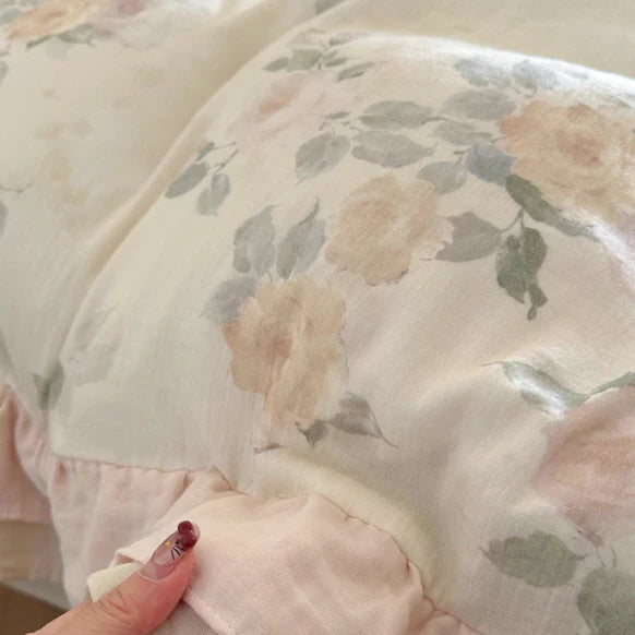 Blush Rose Vintage Floral Bedding Set