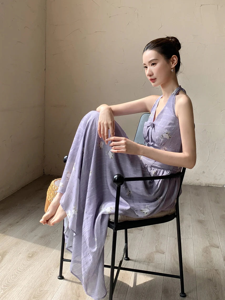 Lavender Bow Halter Dress