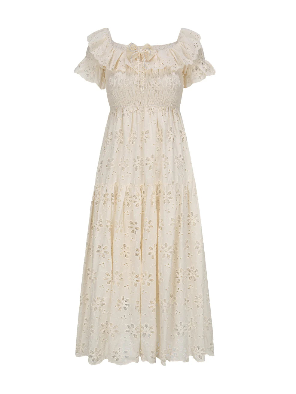 Ruffle Neckline Vintage Daisy Garden Dress