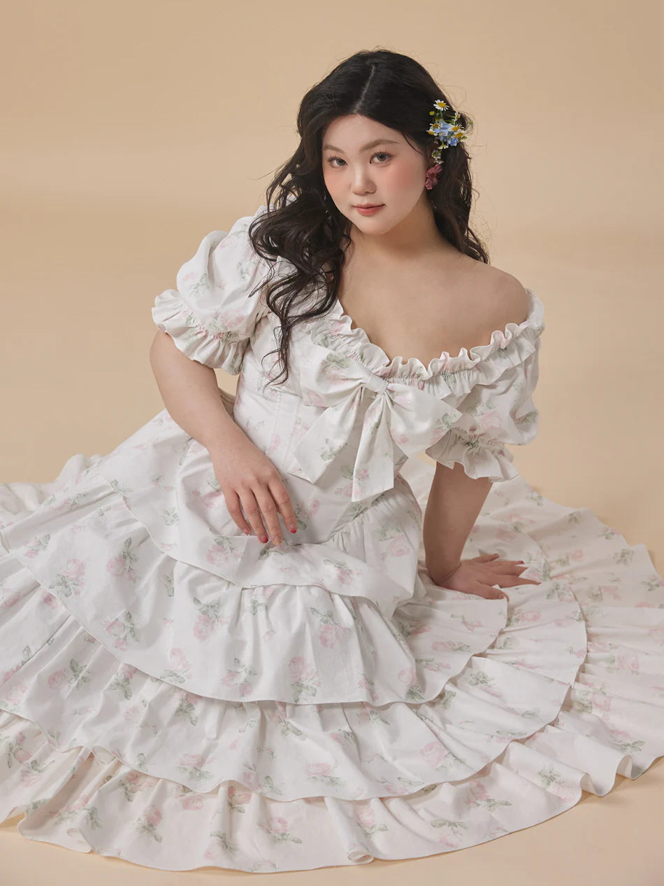 Rosy Garden Tiered Plus Size Dress