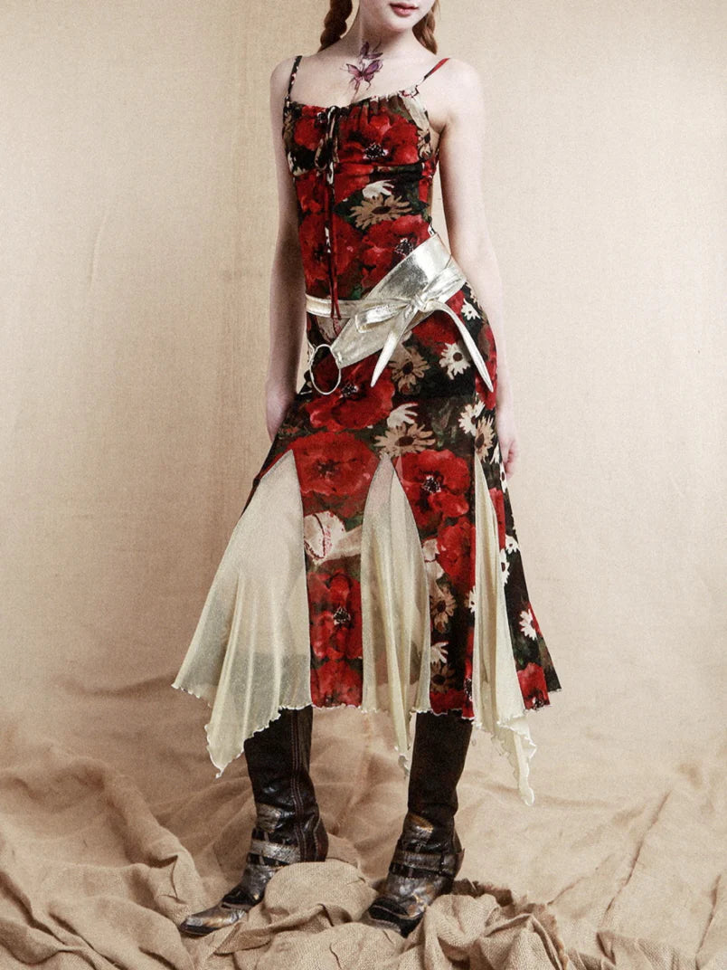 Golden Bloom Mermaid Slip Dress