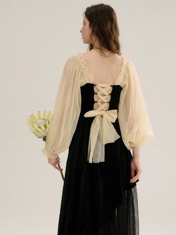 Velvet Chiffon Harmony French Dress