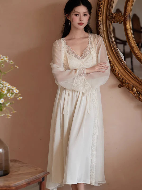 Aurora's Blush Dream Ivory Nightwear Set