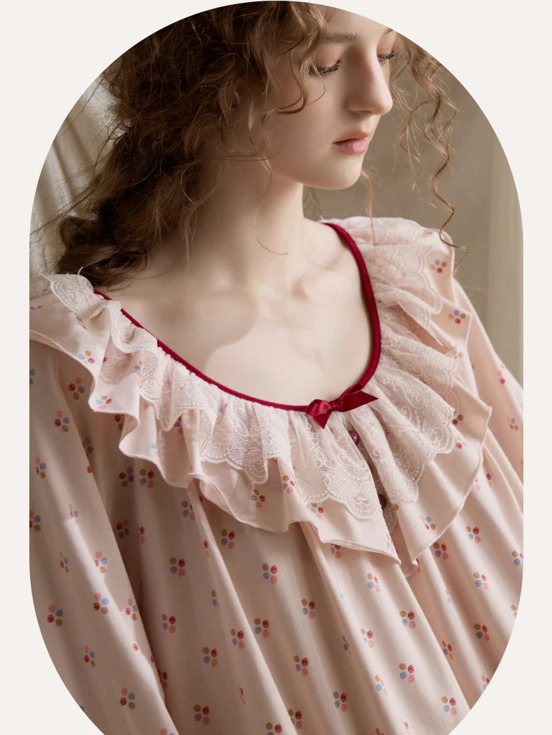 Vintage Rose Ruffle Nightgown