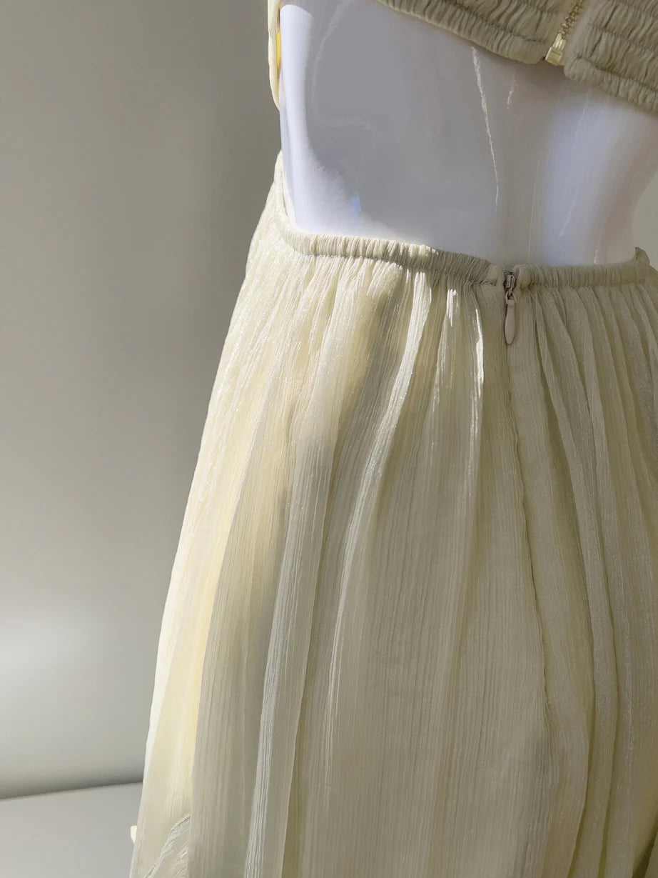 Sage Whisper Ruffle Chiffon Dress