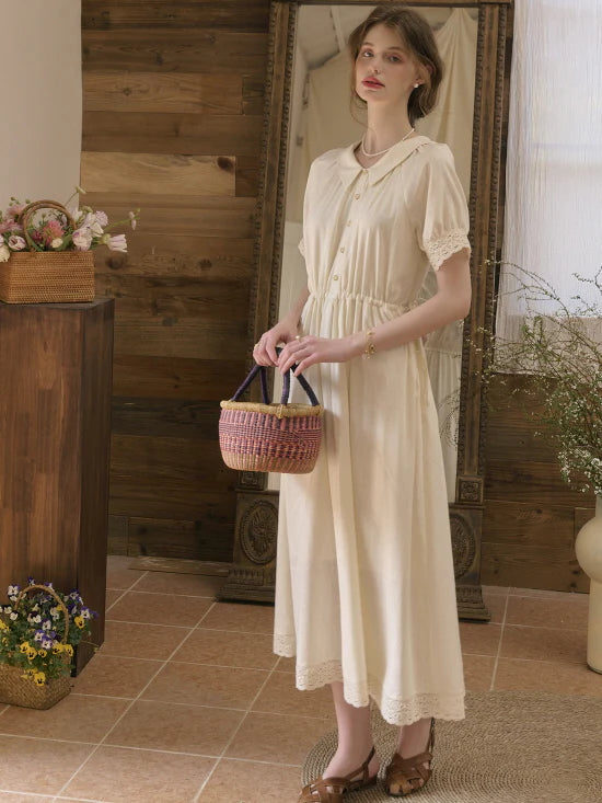 Heavenly Garden Retro Embroidery Linen Dress