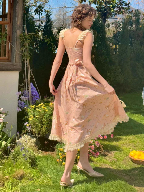 Whimsical Oil Painting Cottage Dress