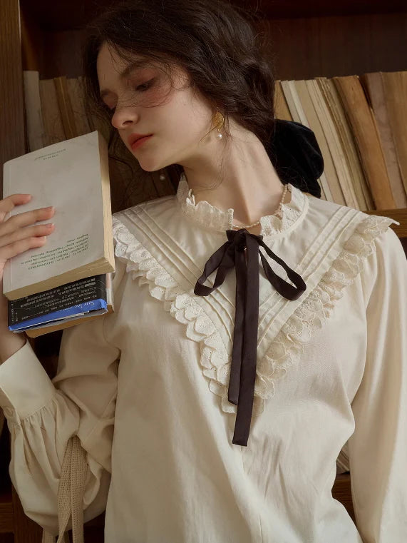Lace Ribbon Victorian Blouse