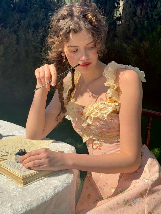 Whimsical Oil Painting Cottage Dress