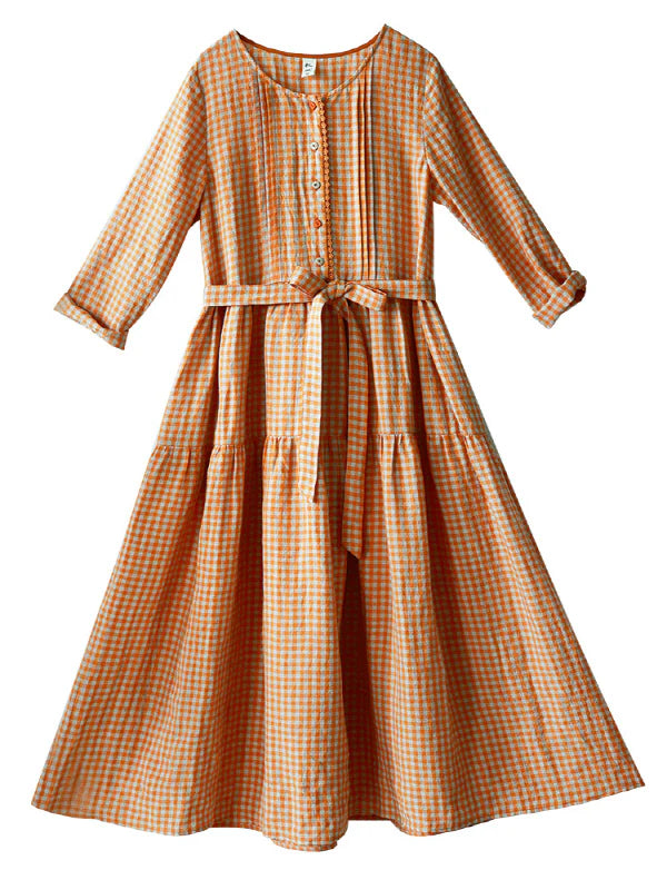 Sun-Kissed Spring Checkered Dress