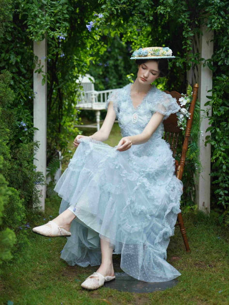 Light Blue Princess Ruffle Garden Dress