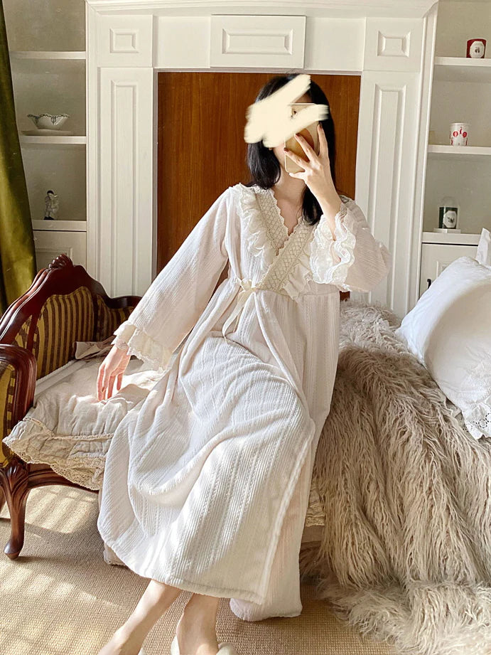 Dreamy Lace-Trim Velvet Nightgown