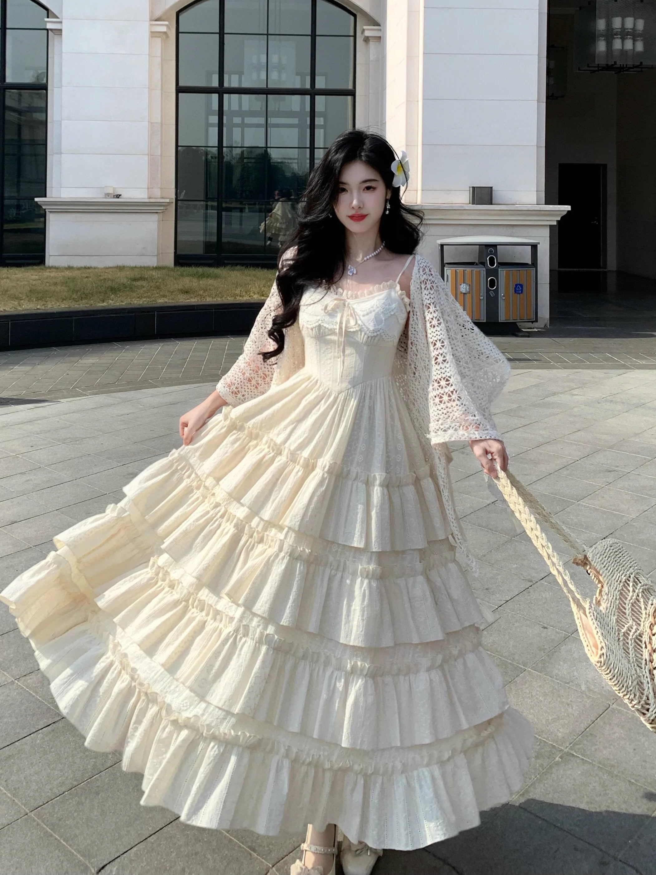 Ethereal Ivory Tiered Maxi Dress