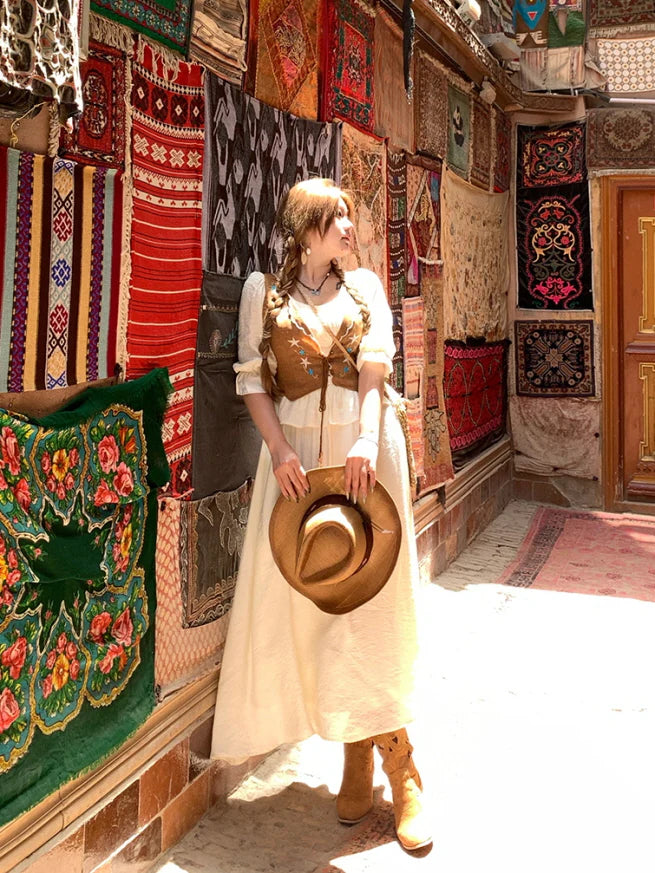 Western Prairie Embroidered Vest Dress