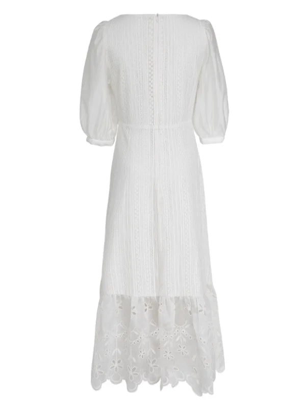 White Flower Lace Summer Dress