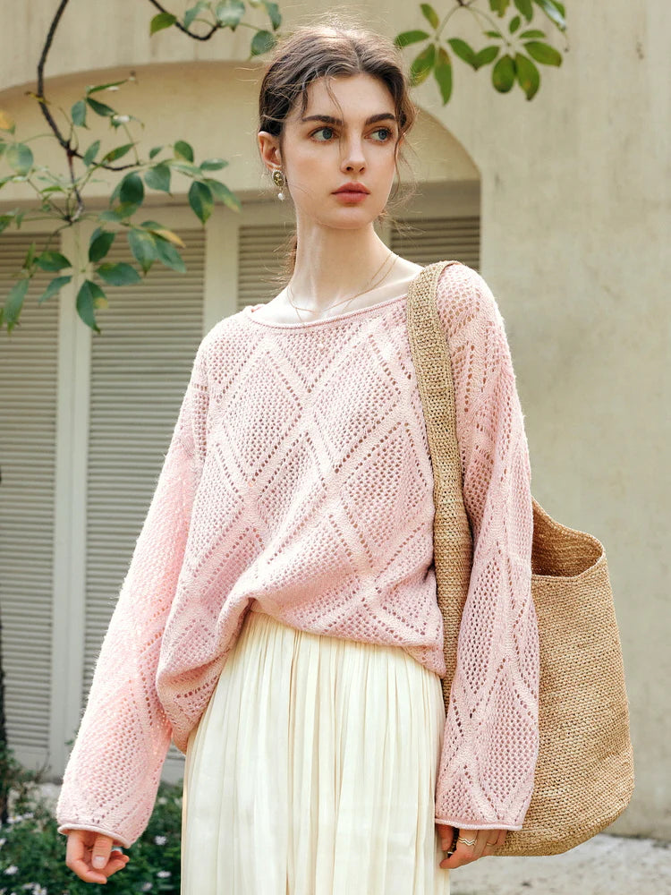 Blush Diamond Knit Loose Sweater