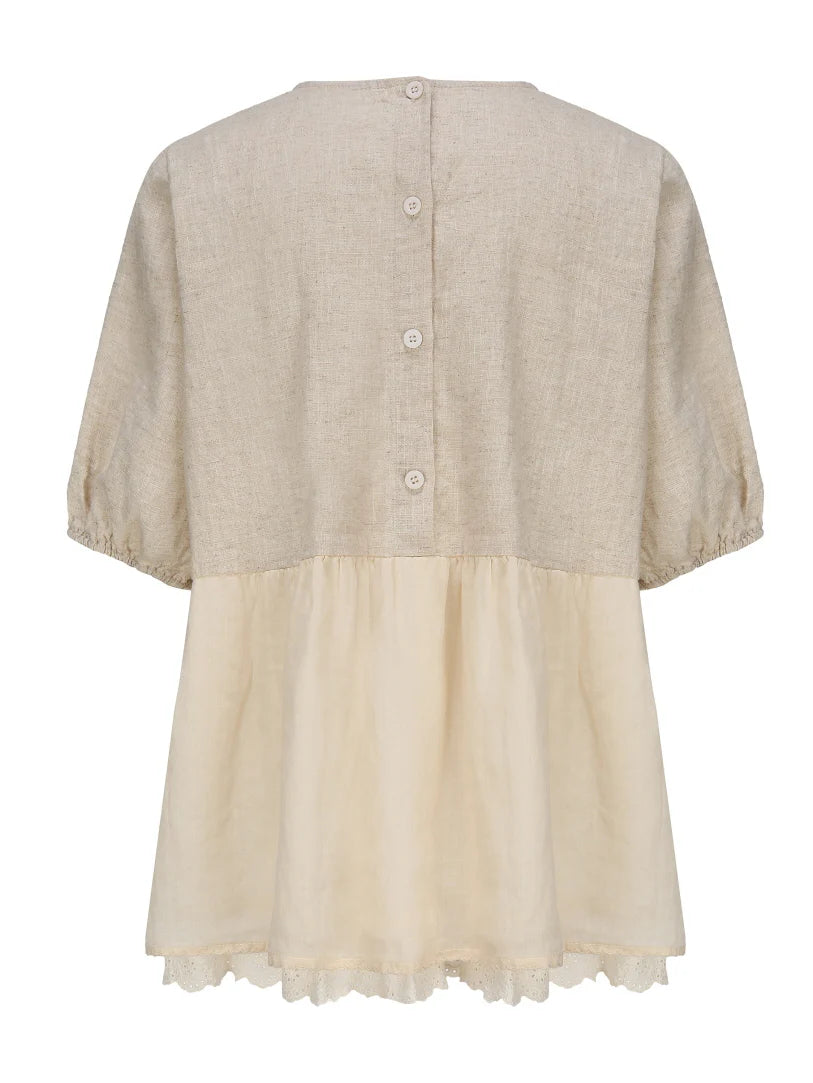 Linen Lace Garden Blouse and Skirt