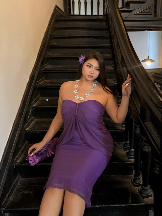 Fairy Veil Draped Mesh Dress