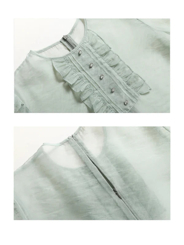 Mint Fairy Puff Sleeve Dress