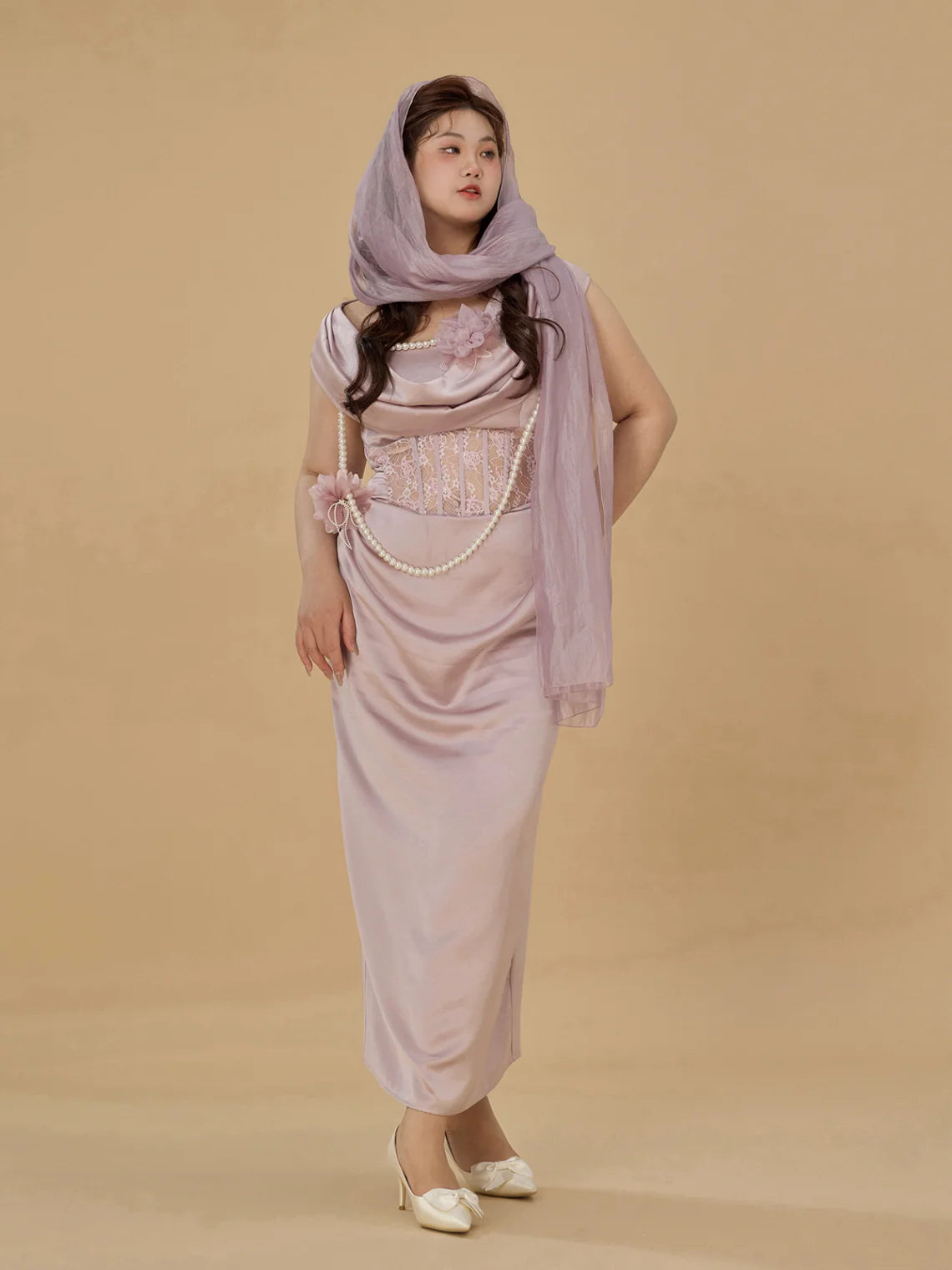 Blush Pearl Drape Gown