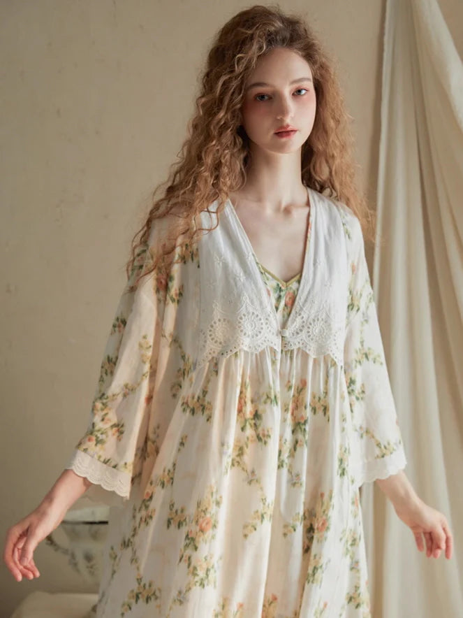 Ethereal Blossom Cotton Nightgown Set