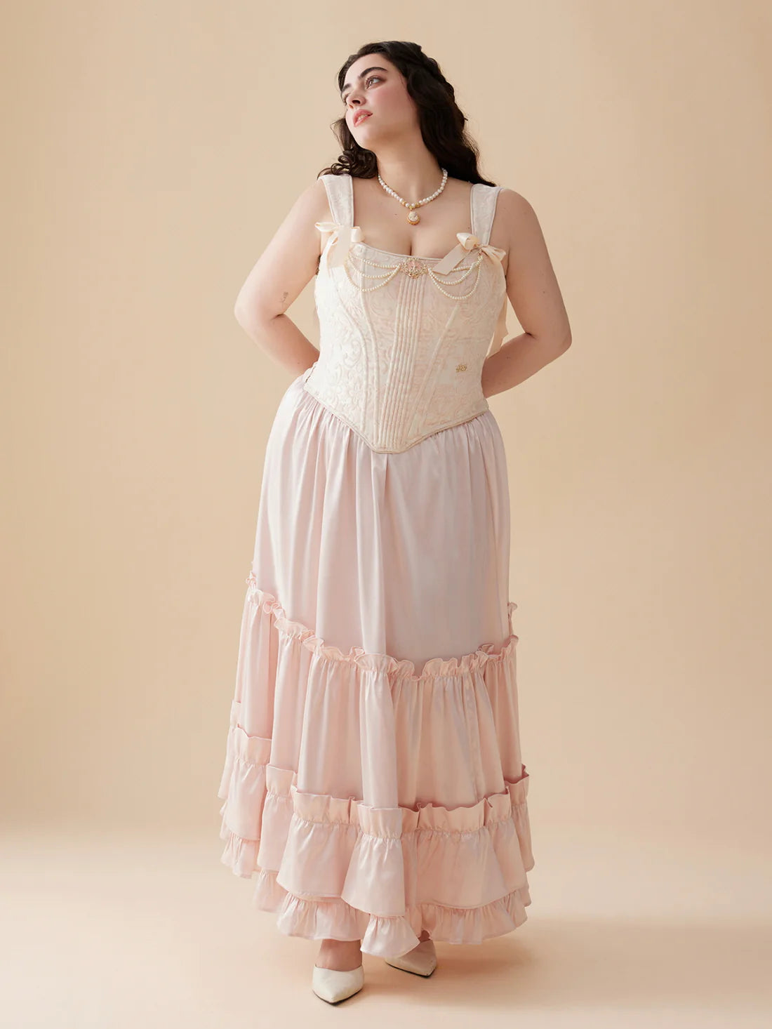 Blush Garden Rose Corset & Tiered Skirt