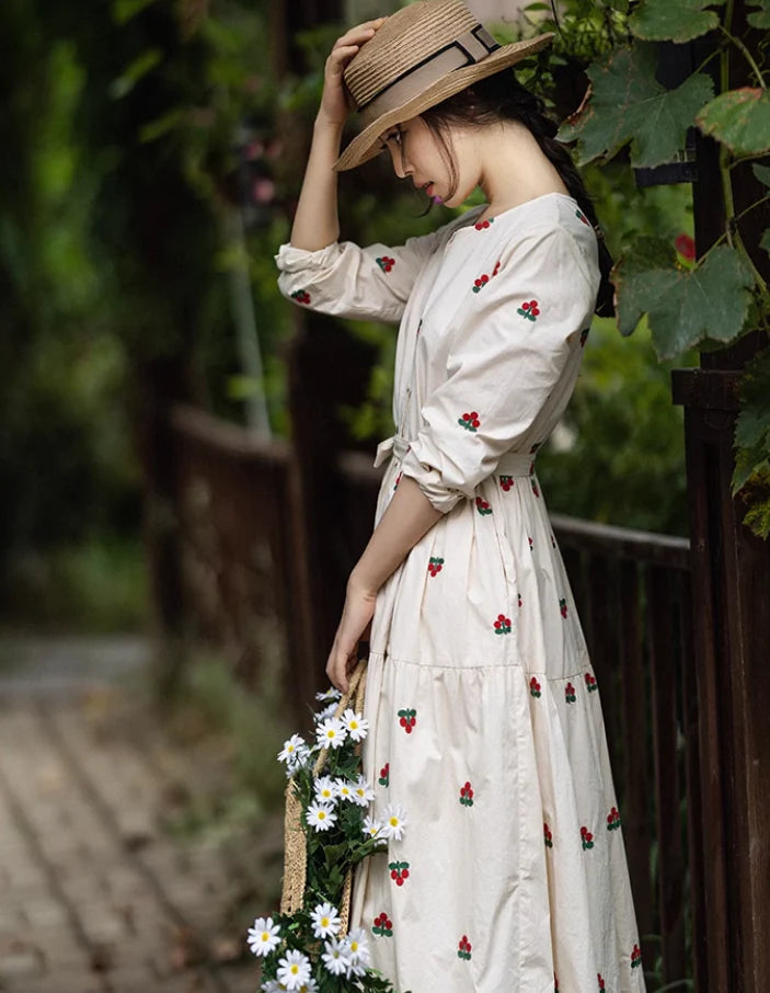 Springtime Serenade Embroidered Dress