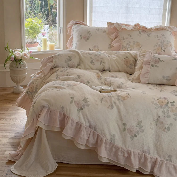 Blush Rose Vintage Floral Bedding Set