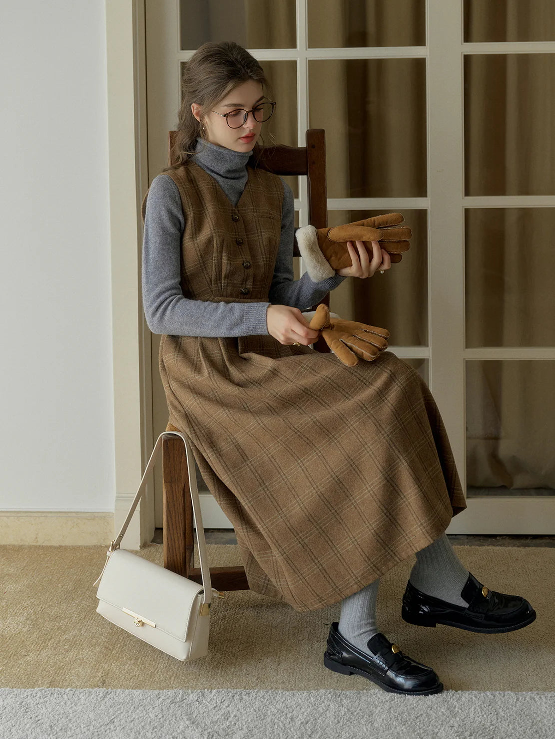 Timeless Plaid Wool Blend Vintage Dress