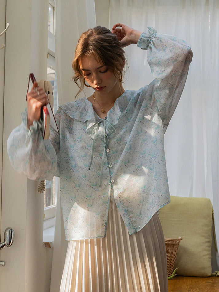 Ethereal Watercolor Sheer Blouse