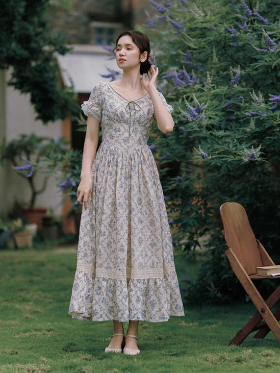 Blue Garden Vintage Lace Dress