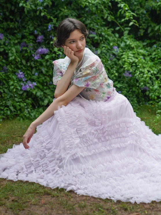 Whimsical Cloud Ruffle Skirt