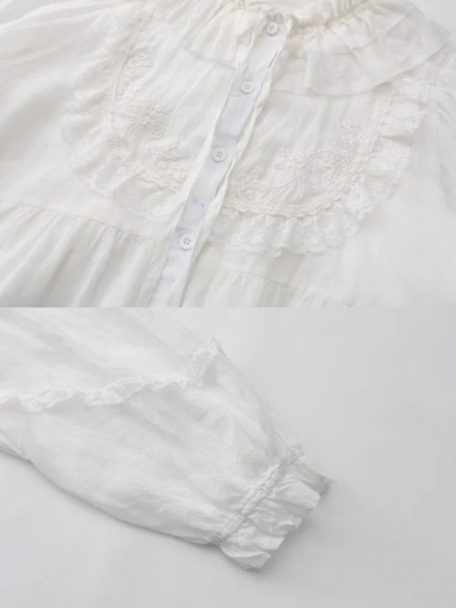 Rose Whispers Ramie Lace Blouse