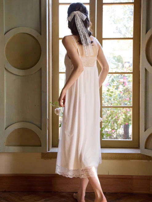 Sheer Veil White Lace Princess Nightgown