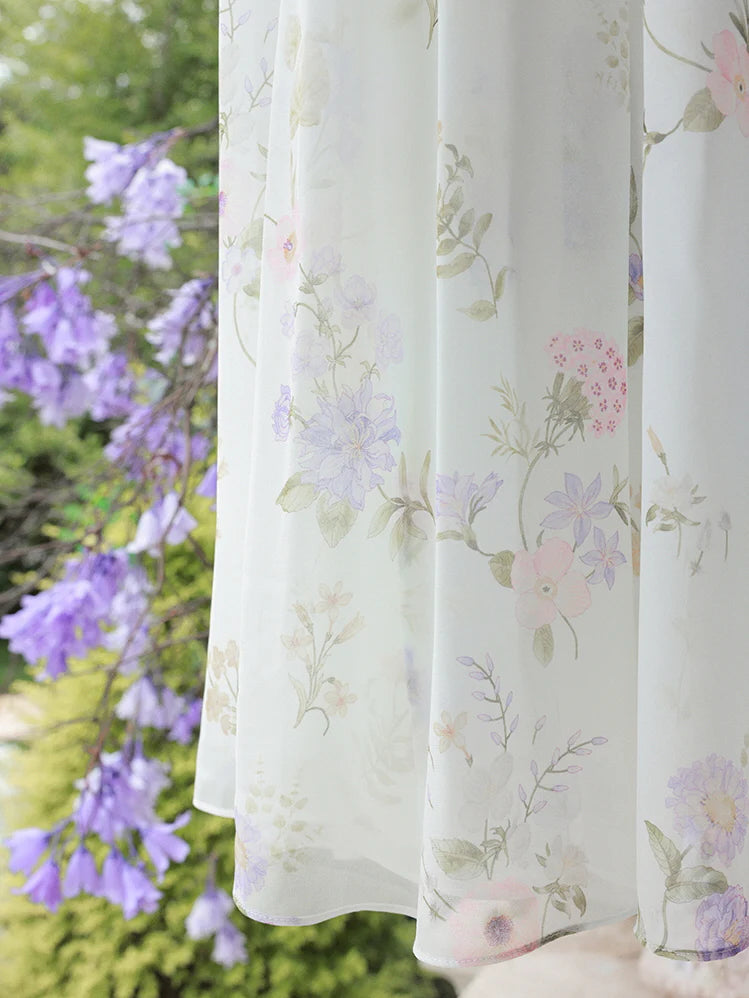 Enchanted Bloom Draped Chiffon Dress