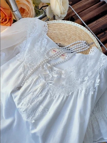 Lace Bloom Cotton Nightgown