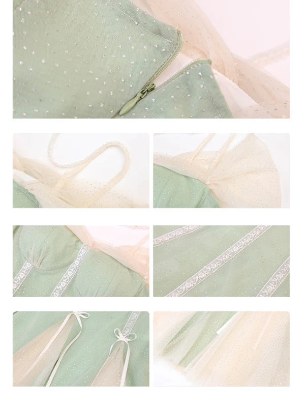 Evelyn's Mint Princess Slit Mesh Dress