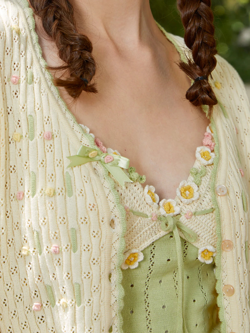 Garden Knit Crochet Dress and Cardigan