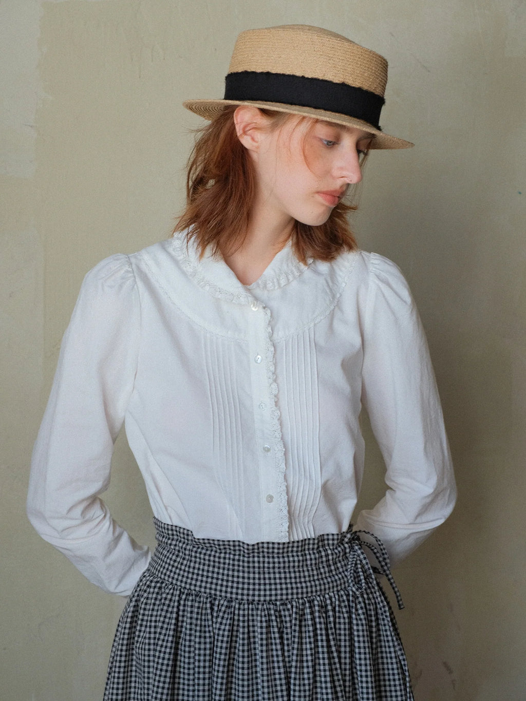 Vintage White Ruffle Collar Blouse
