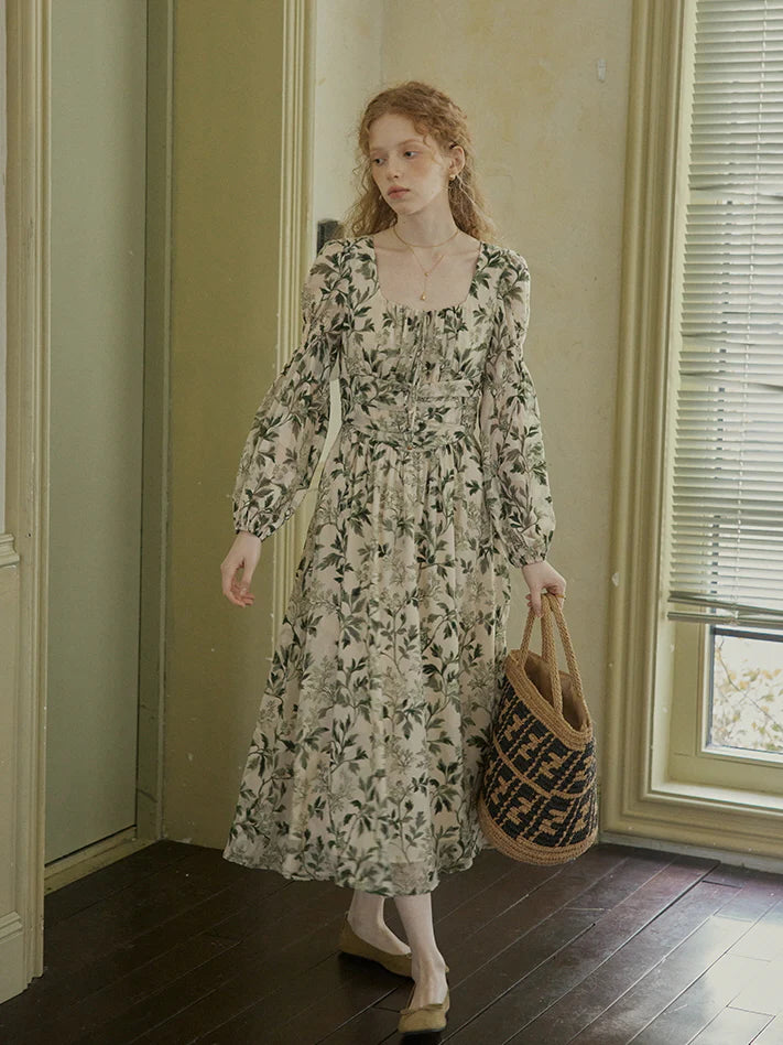 Vintage Botanical Elegance Dress