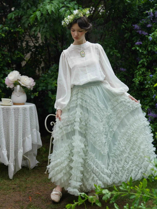 Whimsical Cloud Ruffle Skirt